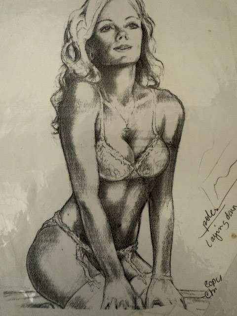 Graphite seated figure study by Cat Voss
